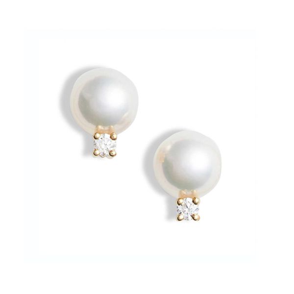 Mikimoto Akoya A+ 6-6.5mm Pearl and 0.06tw Diamonds Stud Earrings La Mine d'Or Moncton, NB