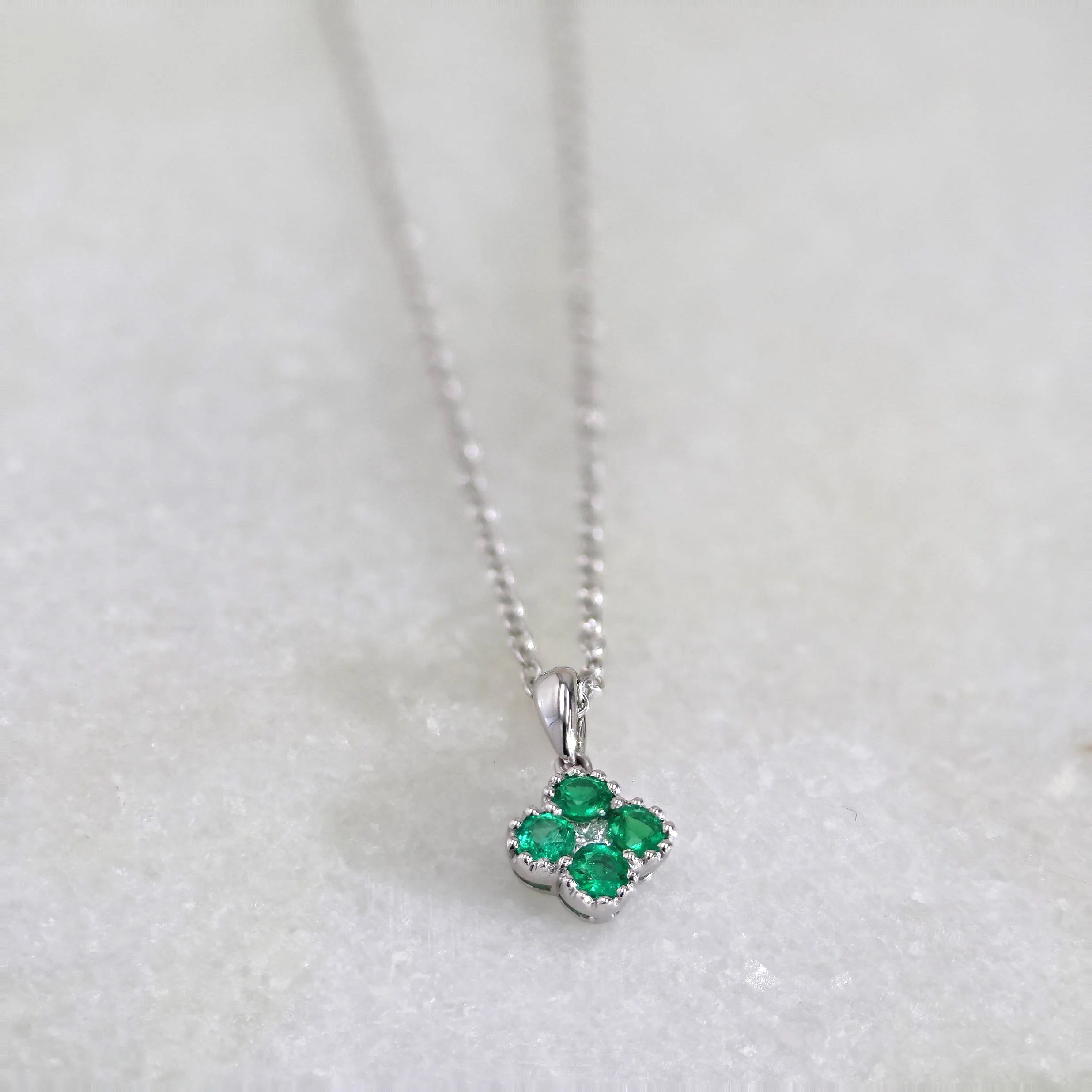 0.40tw Emerald & Diamond Clover Pendant Image 3 La Mine d'Or Moncton, NB