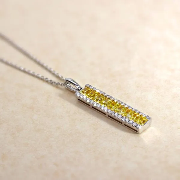 2.00tw Yellow & White Diamond Bar Pendant Image 4 La Mine d'Or Moncton, NB