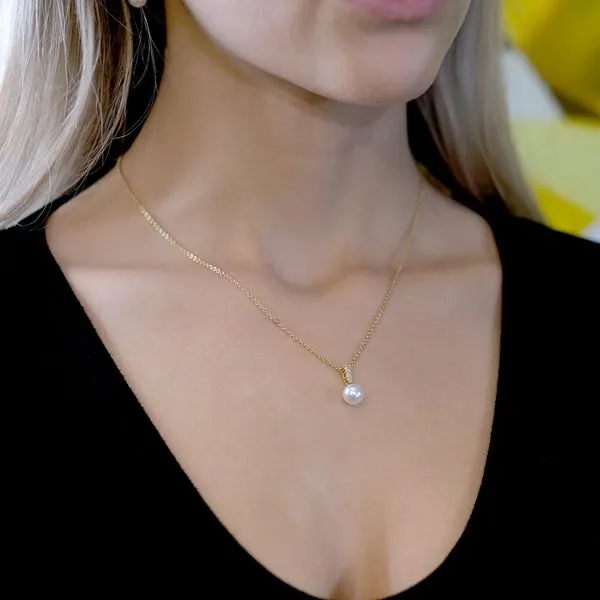 Mikimoto Morning Dew Akoya Pearl and 0.12tw Diamonds Pendant Image 2 La Mine d'Or Moncton, NB