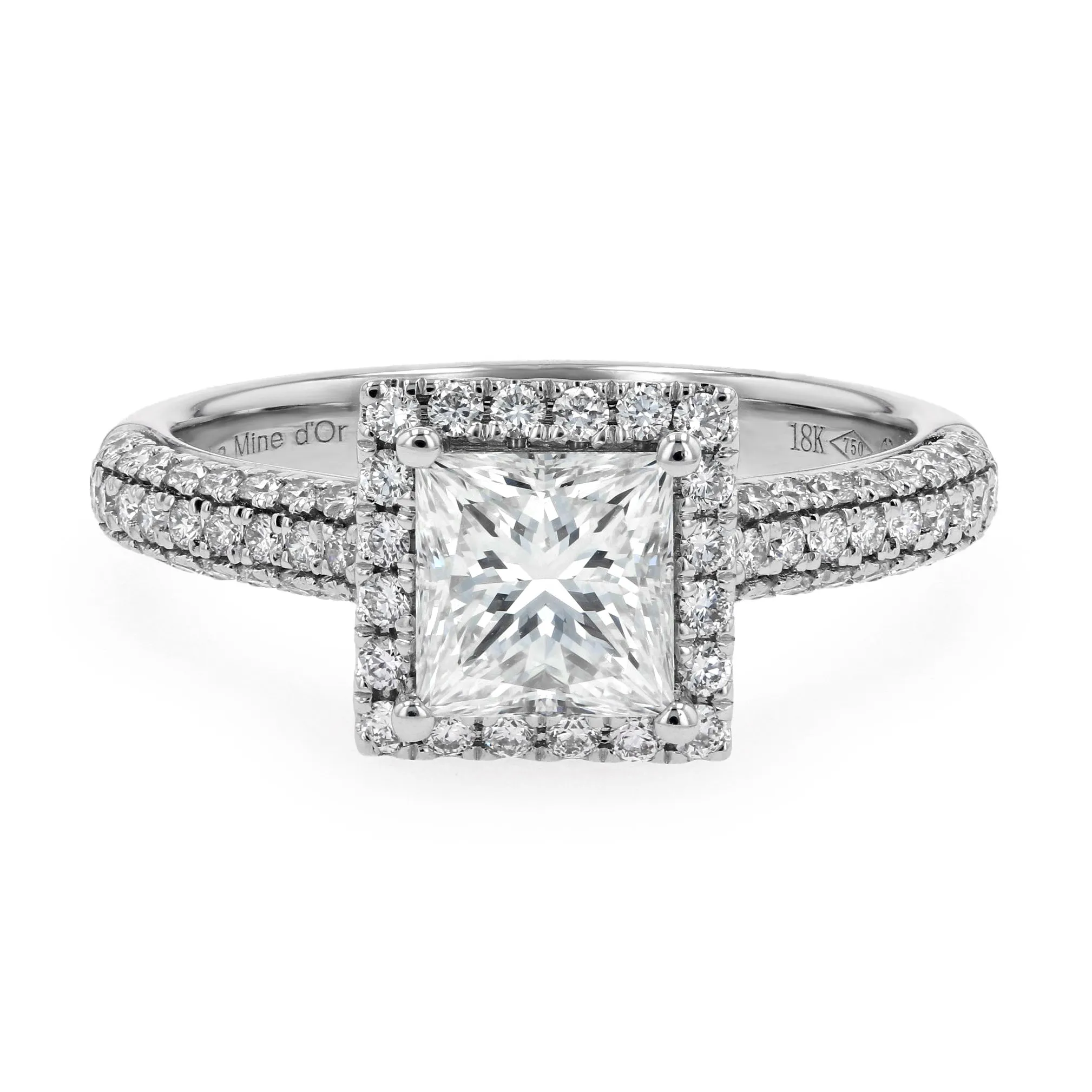 1.80tw Princess Diamond Halo Engagement Ring La Mine d'Or Moncton, NB