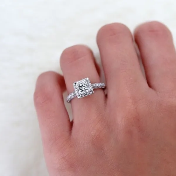 1.80tw Princess Diamond Halo Engagement Ring Image 4 La Mine d'Or Moncton, NB
