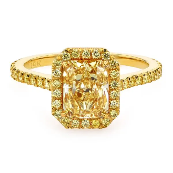 2.25tw Fancy Yellow Radiant Diamond Halo Engagement Ring La Mine d'Or Moncton, NB