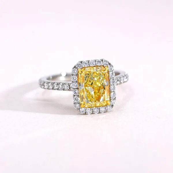 3.19tw Fancy Yellow Radiant Diamond Halo Engagement Ring Image 3 La Mine d'Or Moncton, NB