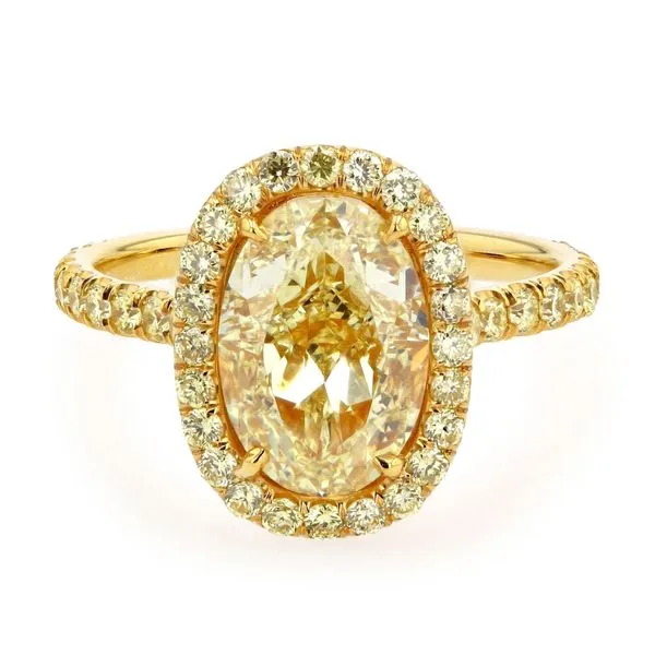 3.74tw Fancy Yellow Oval Diamond Halo Pave Ring La Mine d'Or Moncton, NB