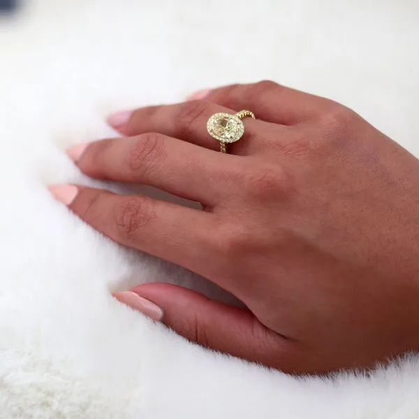 4.20tw Prive Fancy Yellow Oval Diamond Halo Engagement Ring Image 4 La Mine d'Or Moncton, NB