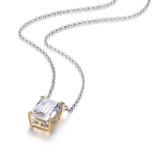 Elle Signature Silver Two-Tone Necklace CZ Stone La Mine d'Or Moncton, NB