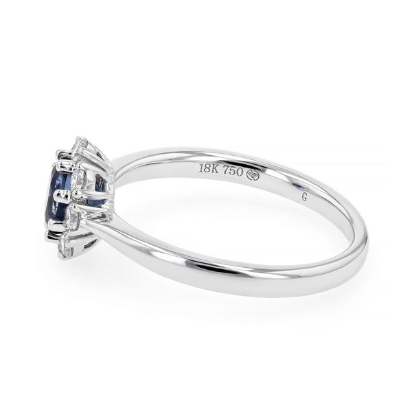 1.10tw Sapphire & Diamond Halo Fashion Ring in 18kt White Gold Image 2 La Mine d'Or Moncton, NB