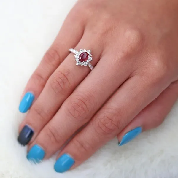 1.45tw Ruby & Diamond Fashion Ring in 18kt White Gold Image 4 La Mine d'Or Moncton, NB