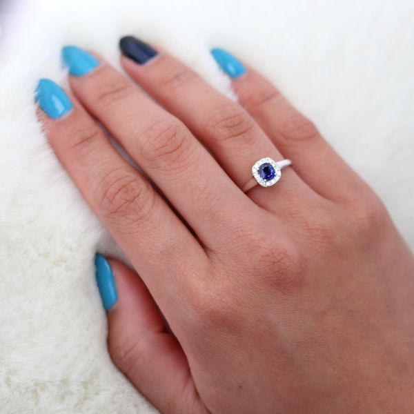 0.96tw Sapphire & Diamond Fashion Ring 18kt White Gold Image 4 La Mine d'Or Moncton, NB