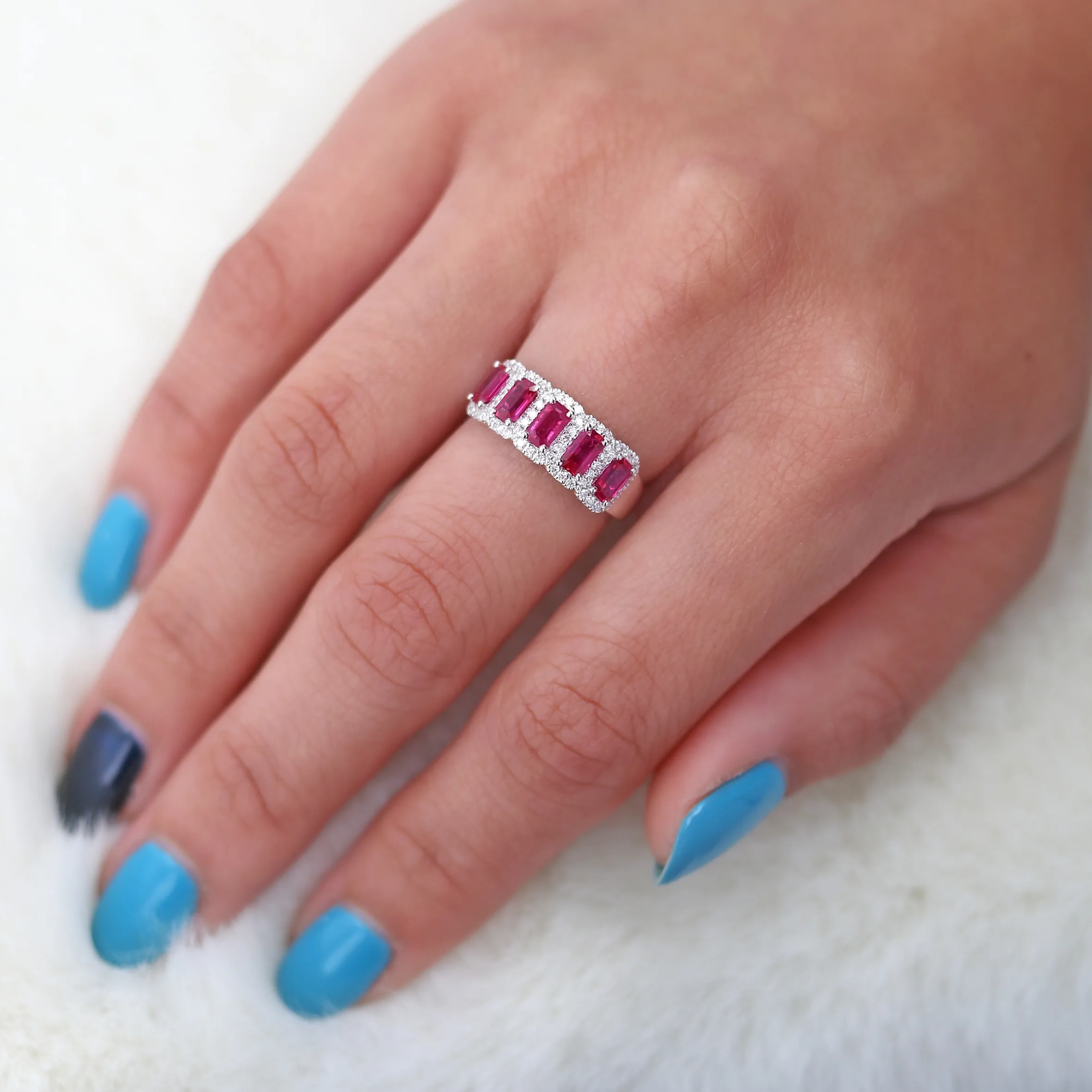 2.20tw Ruby & Diamond Fashion Ring in 18kt White Gold Image 4 La Mine d'Or Moncton, NB