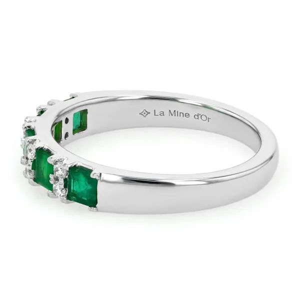 0.80tw Emerald & Diamond Fashion Ring in 18kt White Gold Image 2 La Mine d'Or Moncton, NB