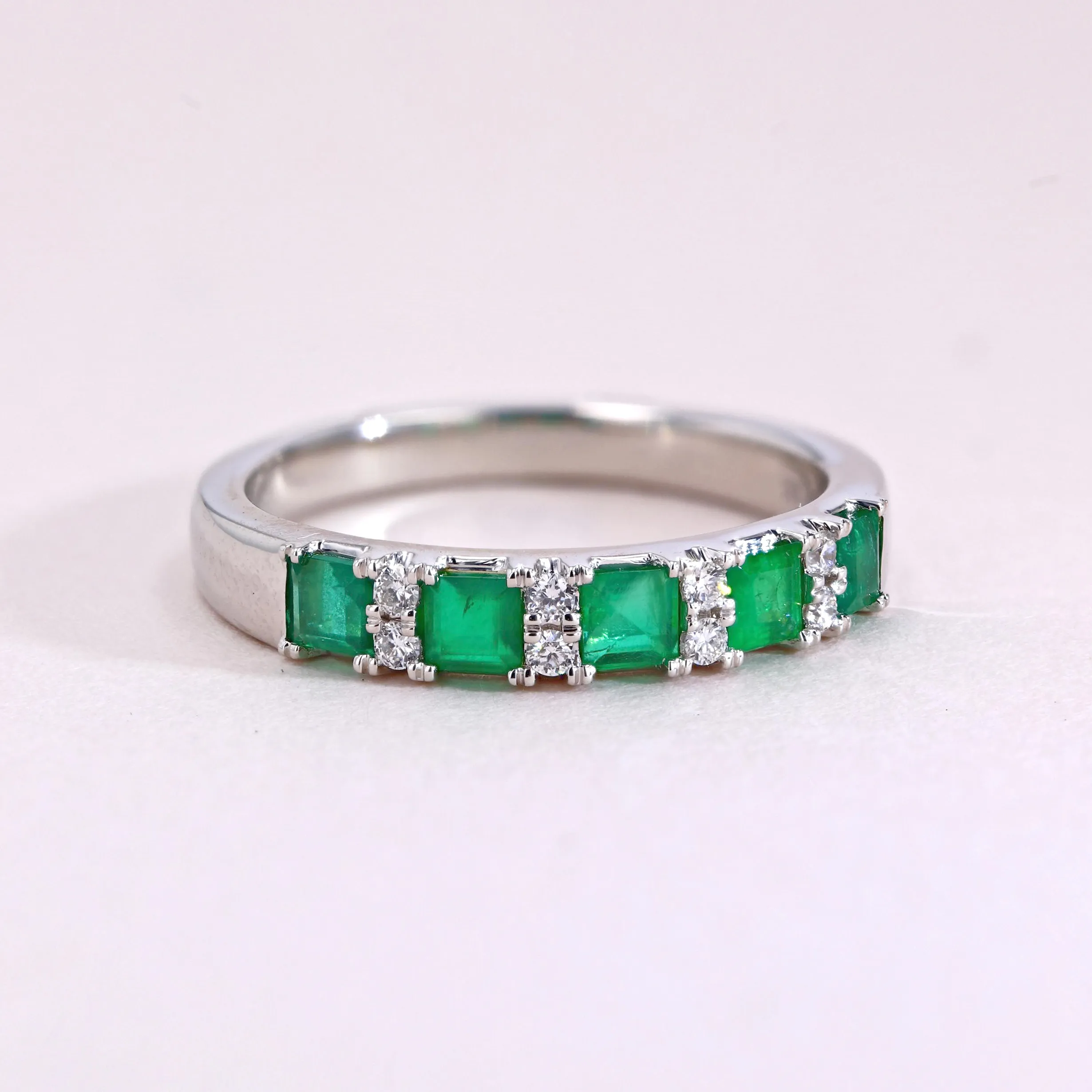 0.80tw Emerald & Diamond Fashion Ring in 18kt White Gold Image 3 La Mine d'Or Moncton, NB