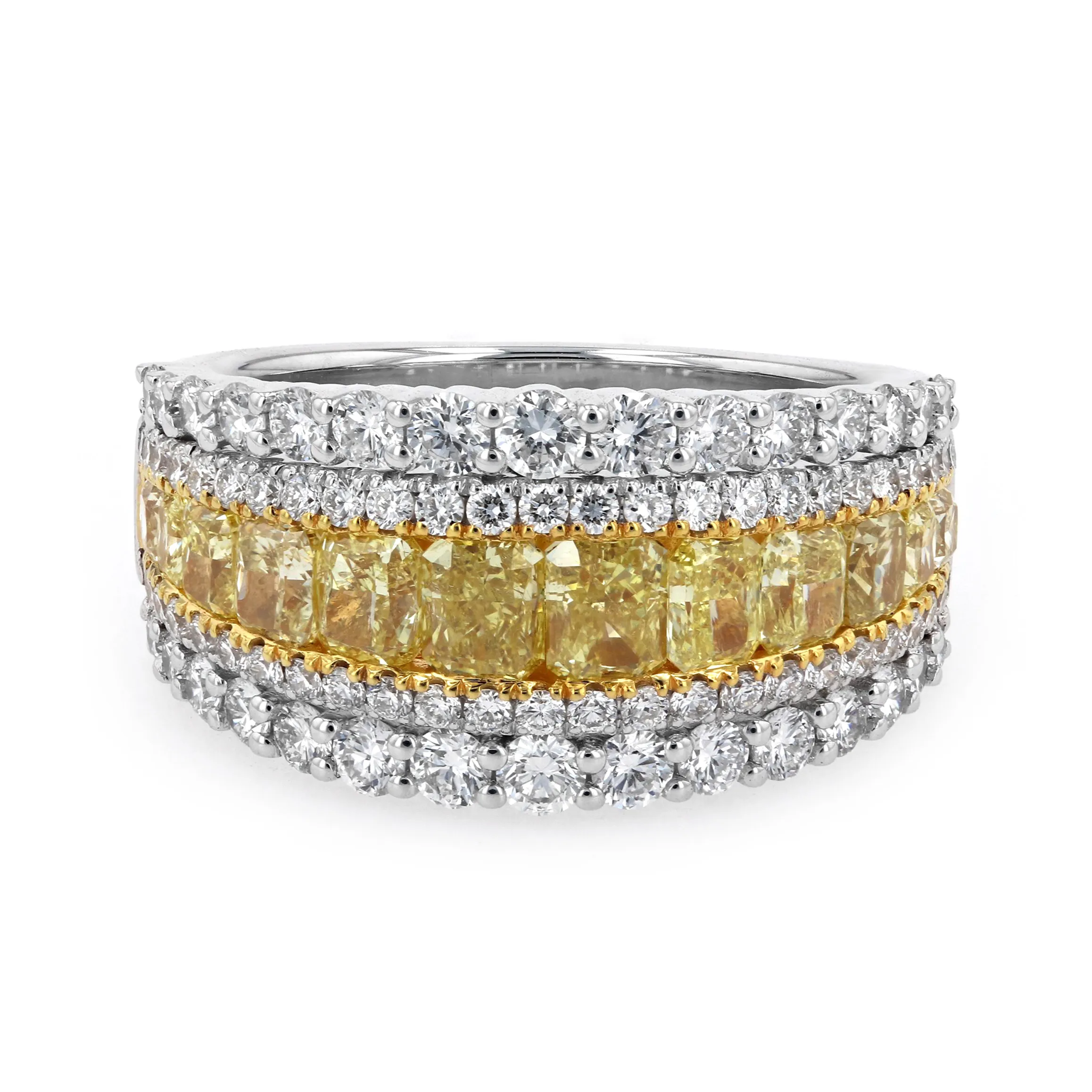 3.10tw Fancy Yellow & White Diamond Ring 18kt White Gold La Mine d'Or Moncton, NB