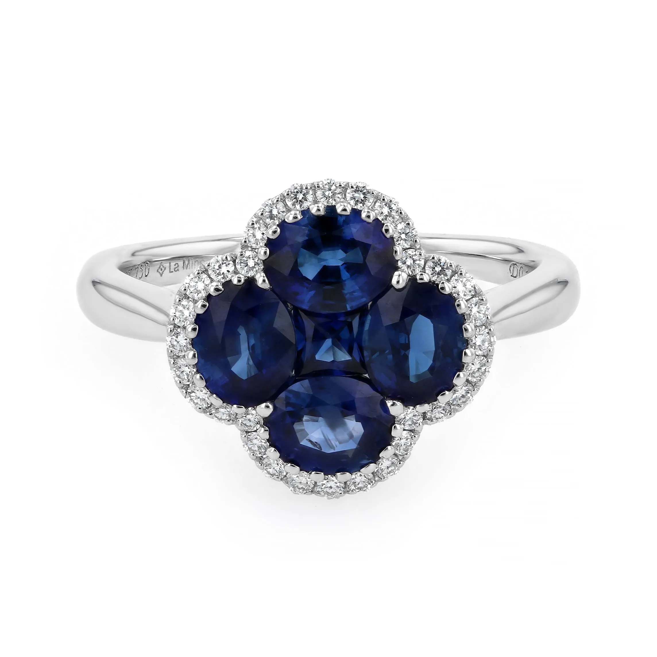 2.15tw Sapphire & Diamond Clover Ring 18kt White Gold La Mine d'Or Moncton, NB