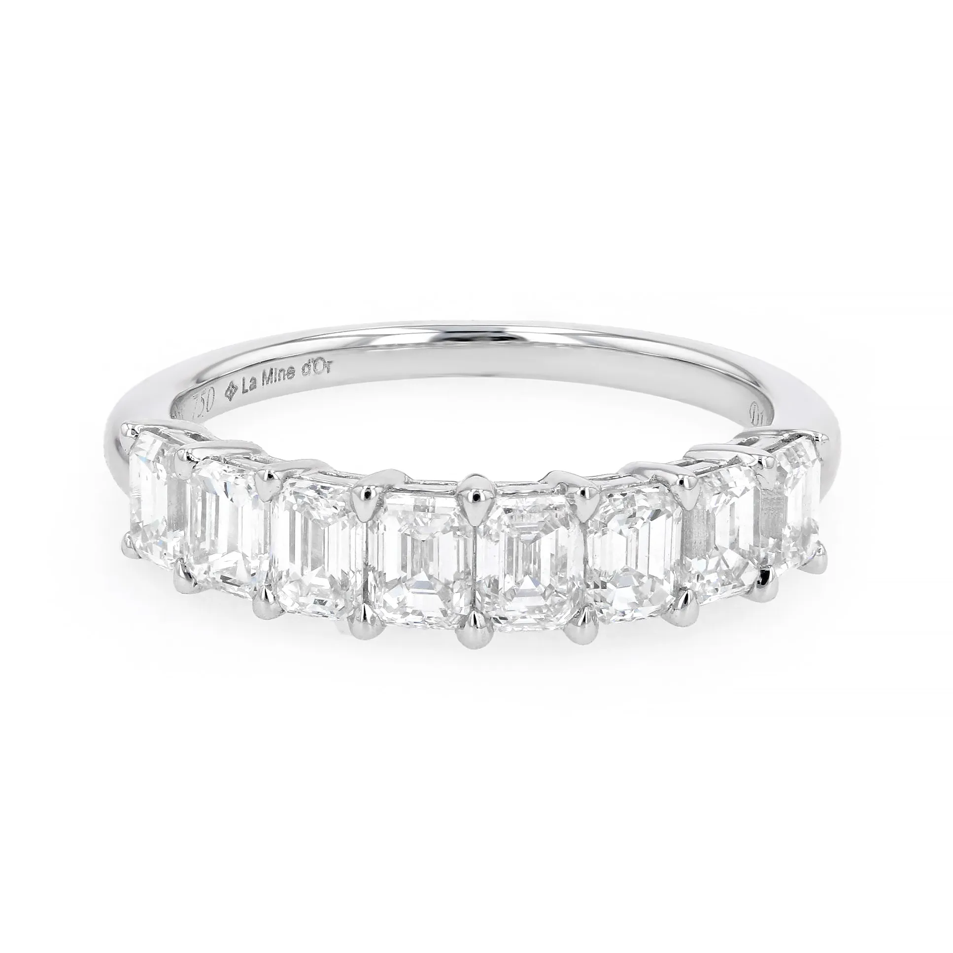 1.85tw Emerald Cut Diamond Band 18kt White Gold La Mine d'Or Moncton, NB
