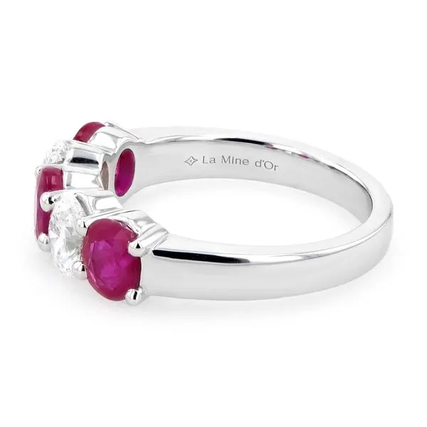 2.80tw Oval Ruby and Diamond 5 Stone Band Image 2 La Mine d'Or Moncton, NB