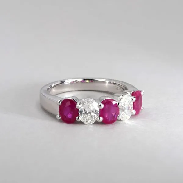 2.80tw Oval Ruby and Diamond 5 Stone Band Image 3 La Mine d'Or Moncton, NB