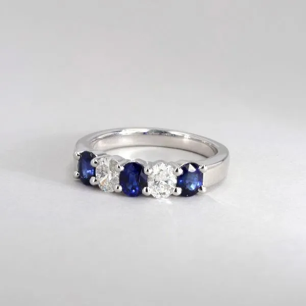 1.80tw Oval Sapphire and Diamond 5 Stone Band Image 3 La Mine d'Or Moncton, NB