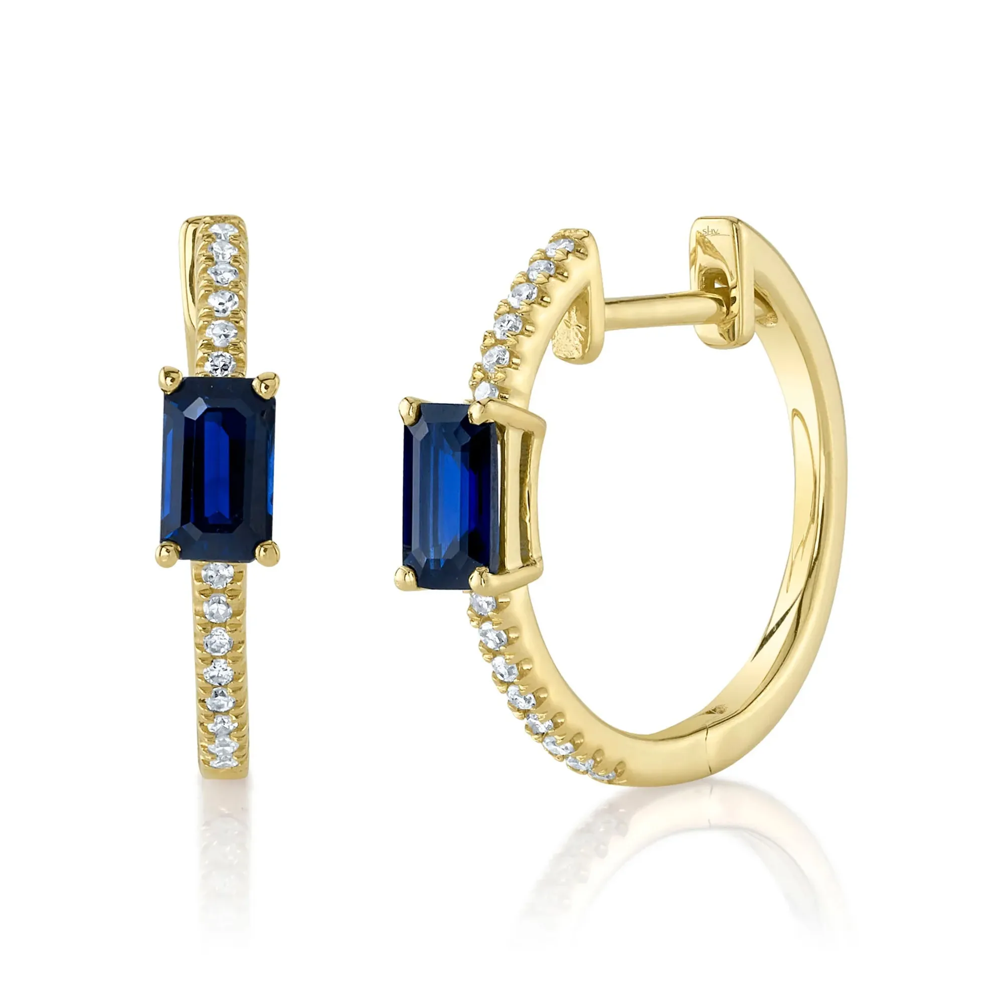 Shy Creation Color 0.76tw Sapphire & 0.11tw Diamond Hoop ...