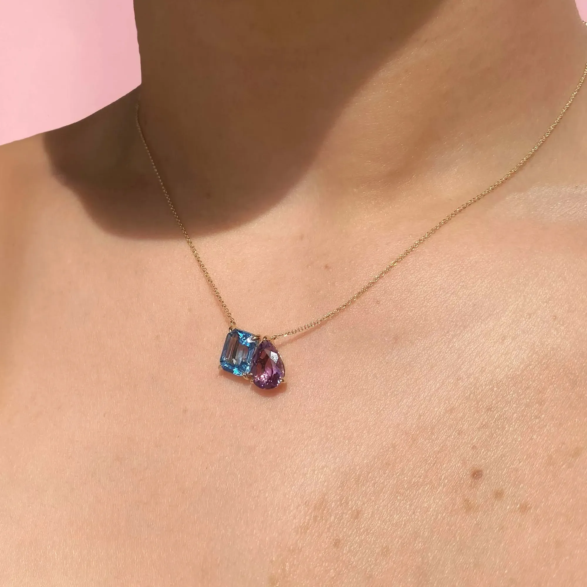 4.89tw Shy Creation Color Amethyst & Blue Topaz Necklace Image 2 La Mine d'Or Moncton, NB