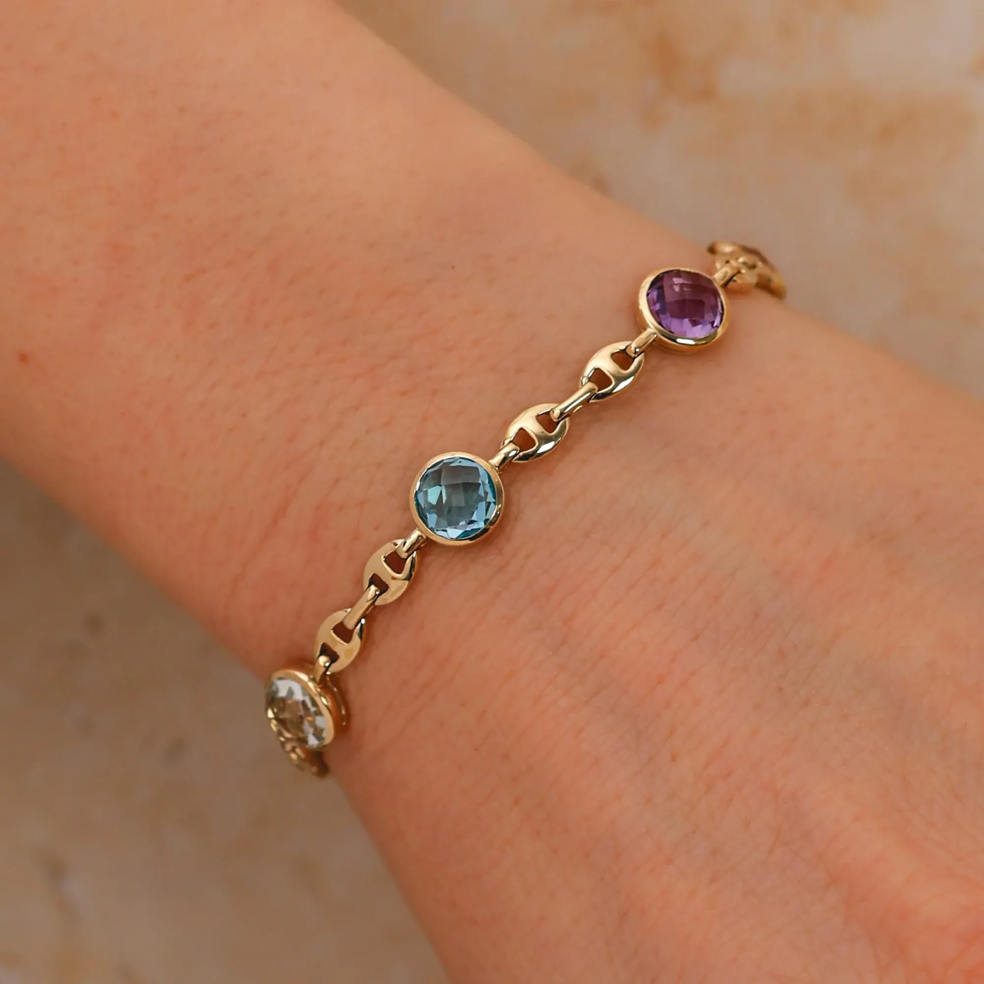 7.32tw Shy Creation Multi-Gemstone Link Bracelet Image 2 La Mine d'Or Moncton, NB