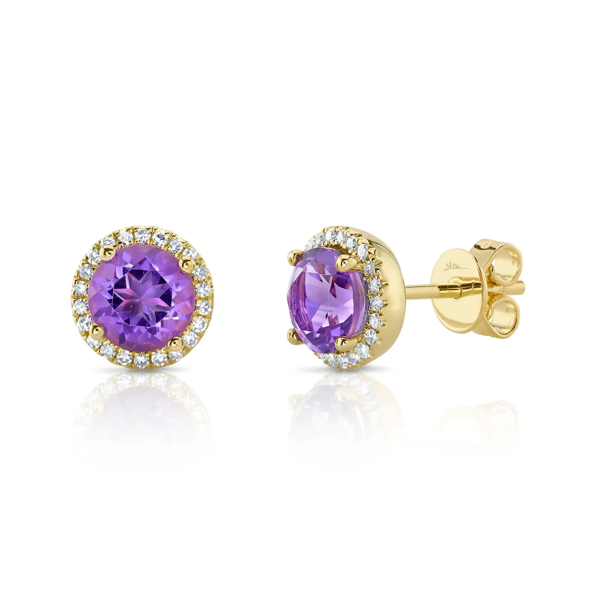 Shy Creation Color 1.61tw Amethyst & 0.14tw Diamond Stud ...