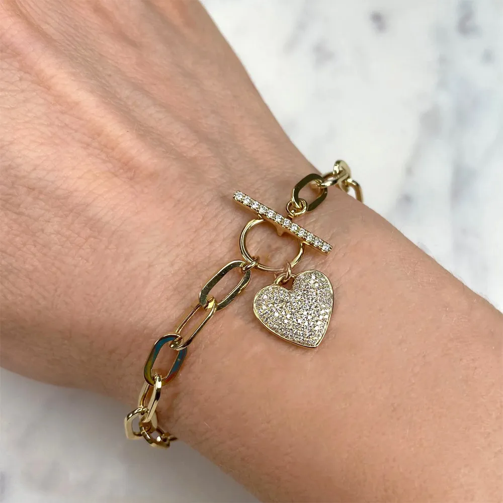 0.41tw Shy Creation Kate Paper Clip Pave Heart Diamond Bracelet Image 2 La Mine d'Or Moncton, NB