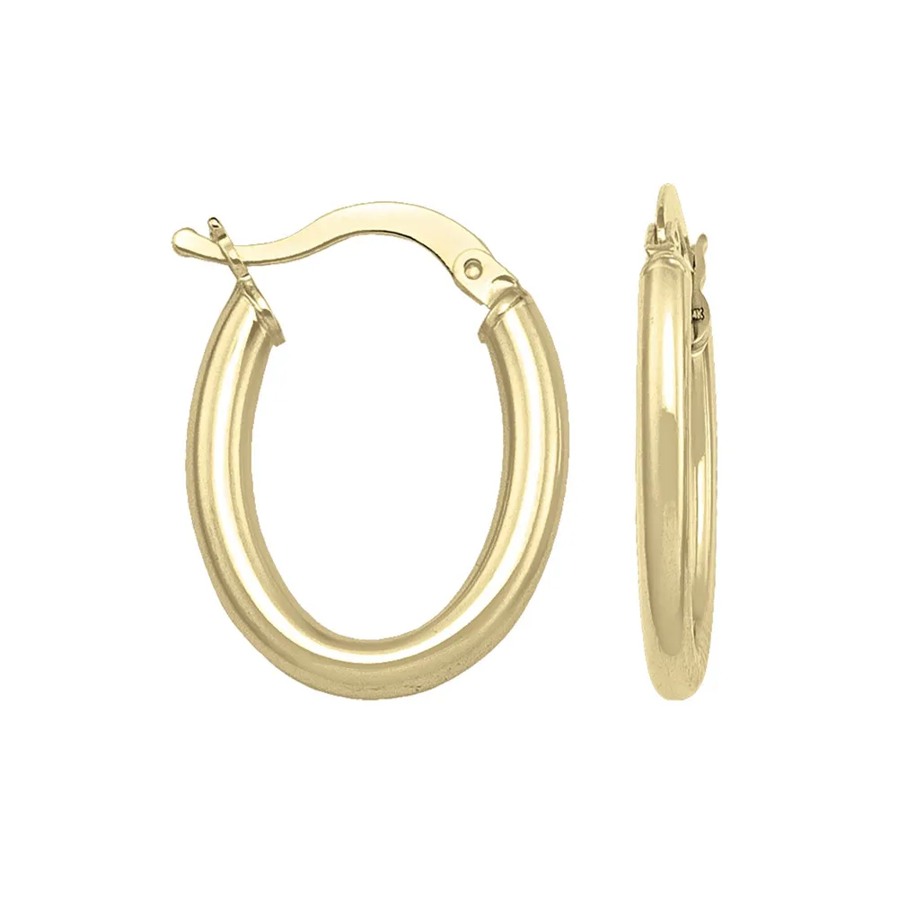 10kt Yellow Gold Oval Tube Hoop Earrings La Mine d'Or Moncton, NB