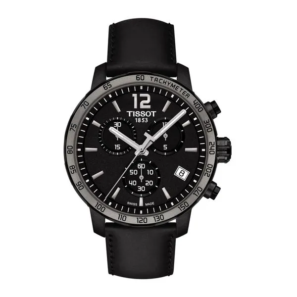Tissot Quickster Chronograph Watch with Round Black Dial and Strap La Mine d'Or Moncton, NB