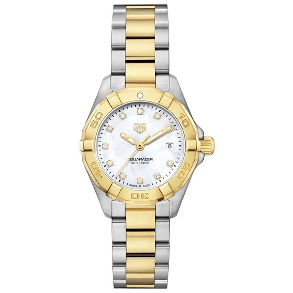Tag Heuer Aquaracer with White Mother of Pearl Dial and Diamond Markers La Mine d'Or Moncton, NB