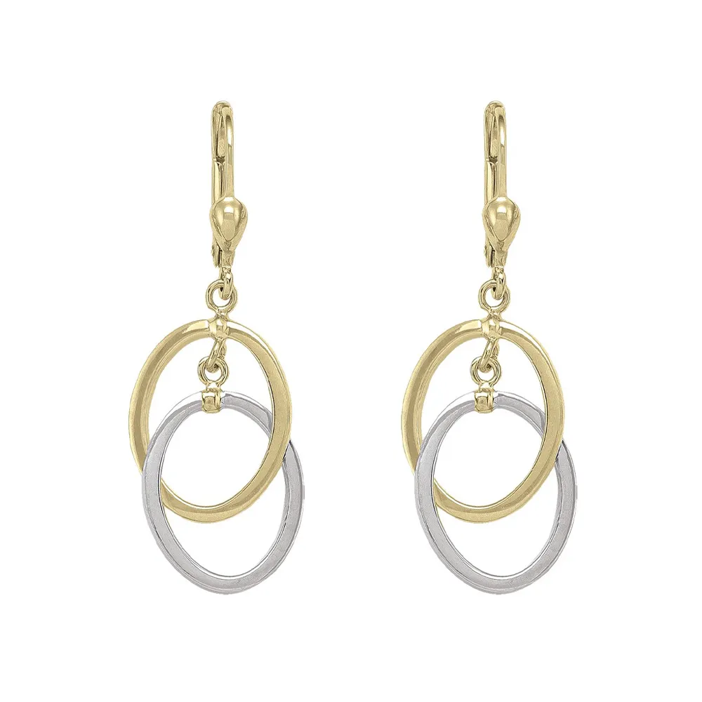 10kt Two Tone Fancy Link Drop Earrings La Mine d'Or Moncton, NB