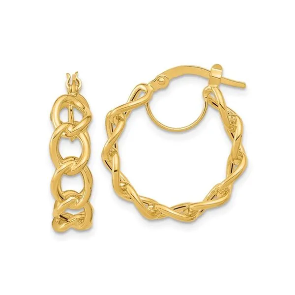 14kt Yellow Gold Link Hoop Earrings Image 2 La Mine d'Or Moncton, NB