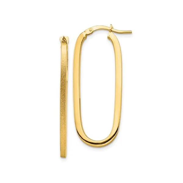 14kt Yellow Gold Oval Hoop Earrings 2mm Image 2 La Mine d'Or Moncton, NB