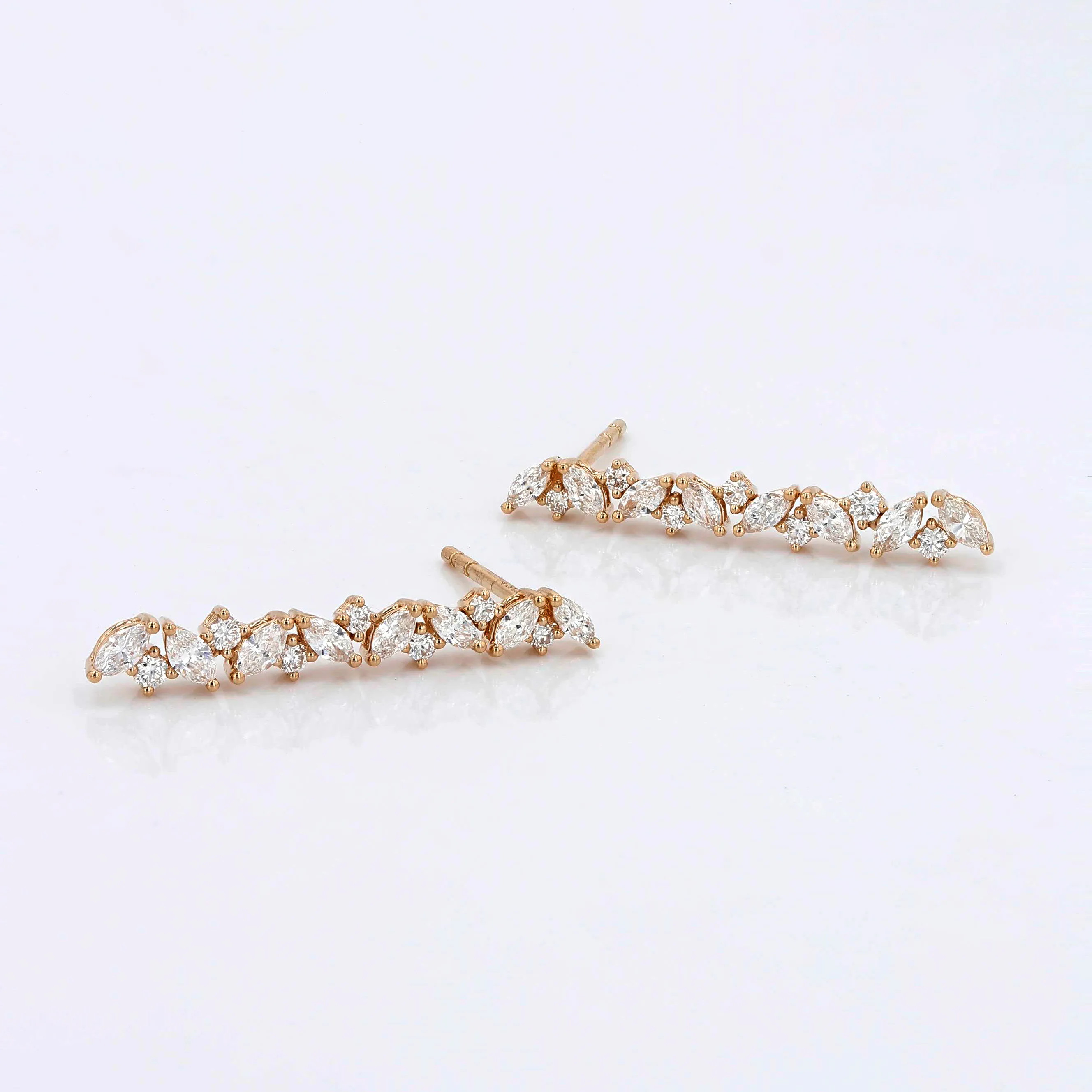 0.85tw Together Marquise and Round Diamond Drop Stud Earrings Image 2 La Mine d'Or Moncton, NB