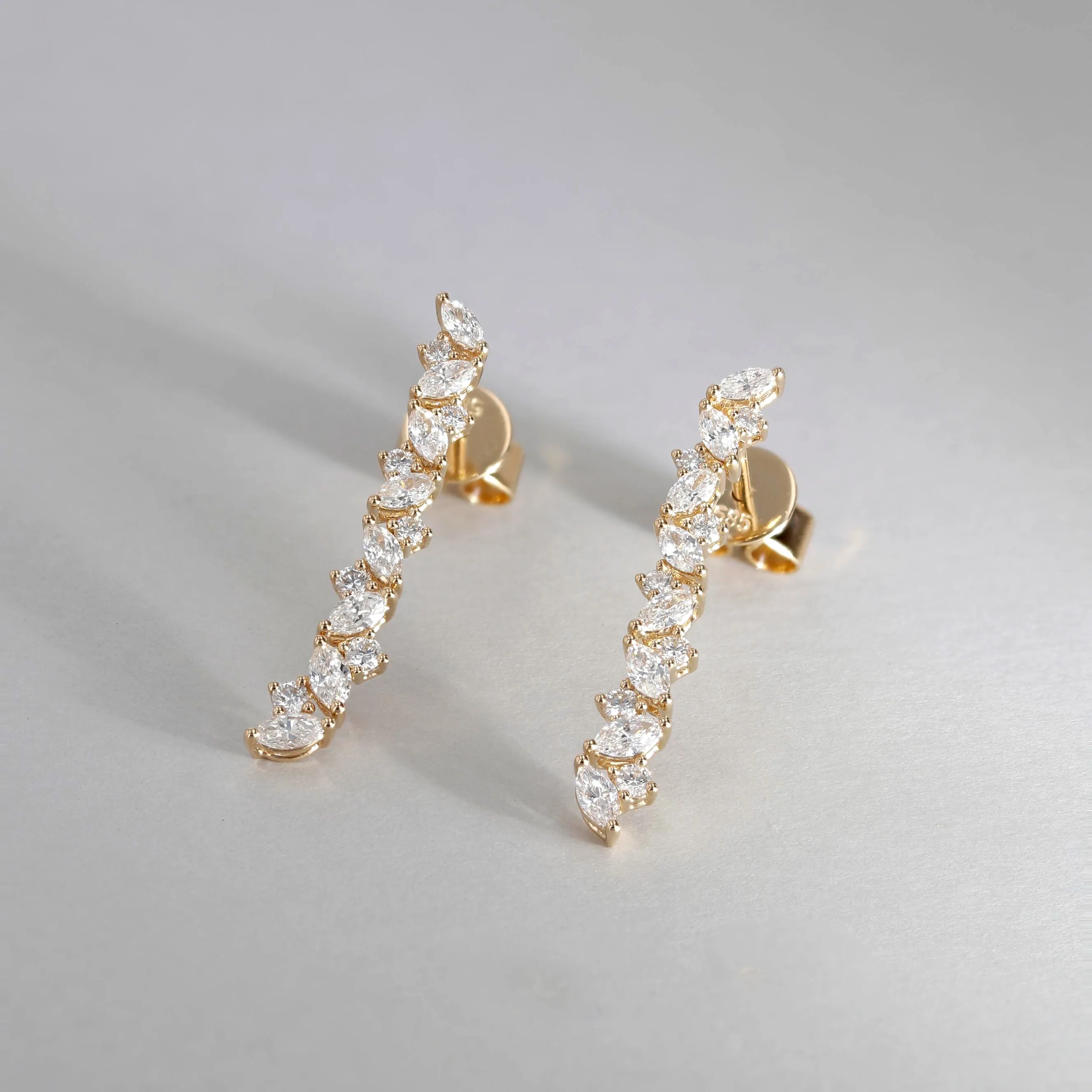 0.85tw Together Marquise and Round Diamond Drop Stud Earrings Image 3 La Mine d'Or Moncton, NB