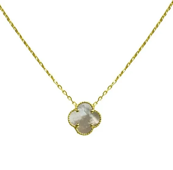 10kt Yellow Gold Mother of Pearl Clover Necklace La Mine d'Or Moncton, NB