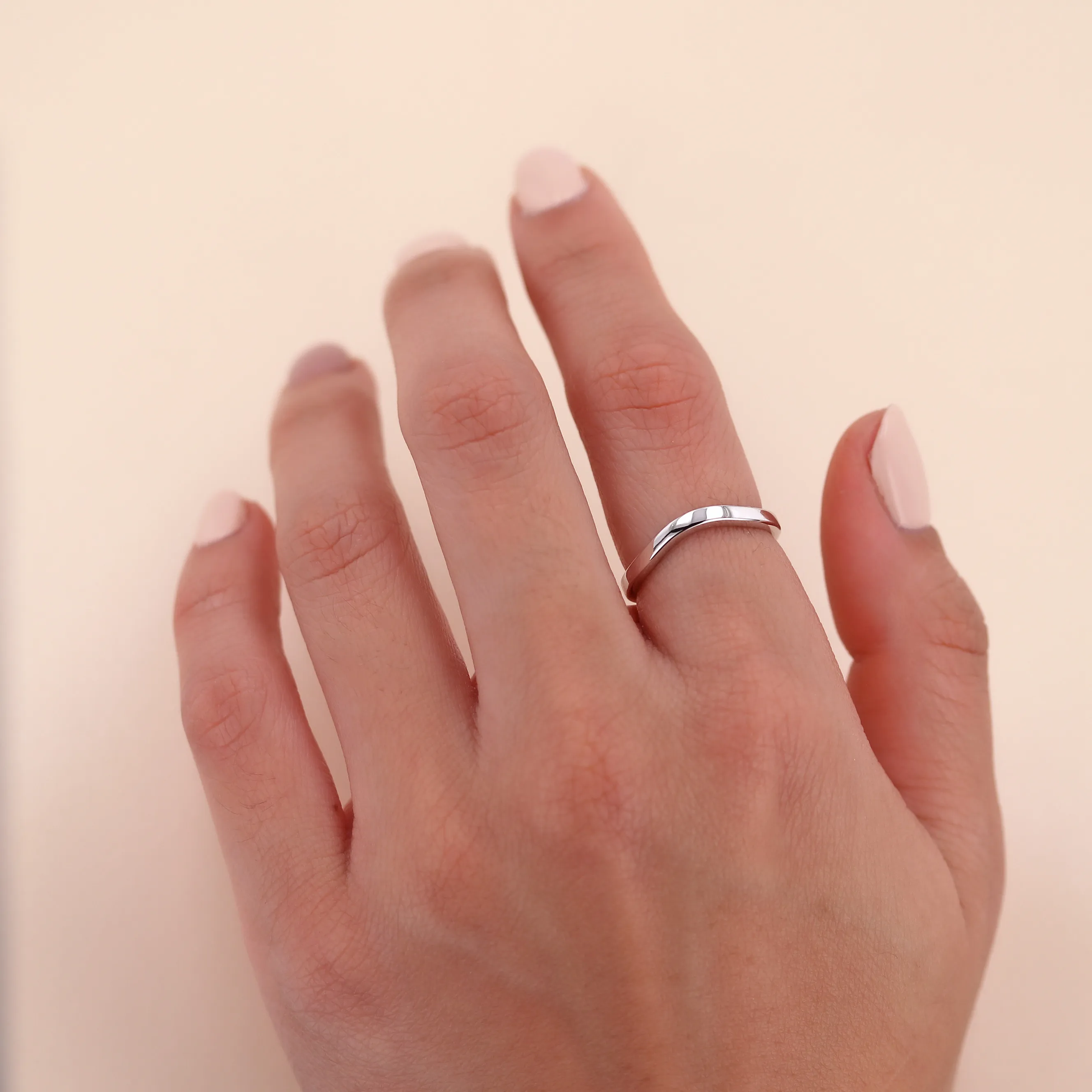 18kt White Palladium Gold Curved Band Image 4 La Mine d'Or Moncton, NB