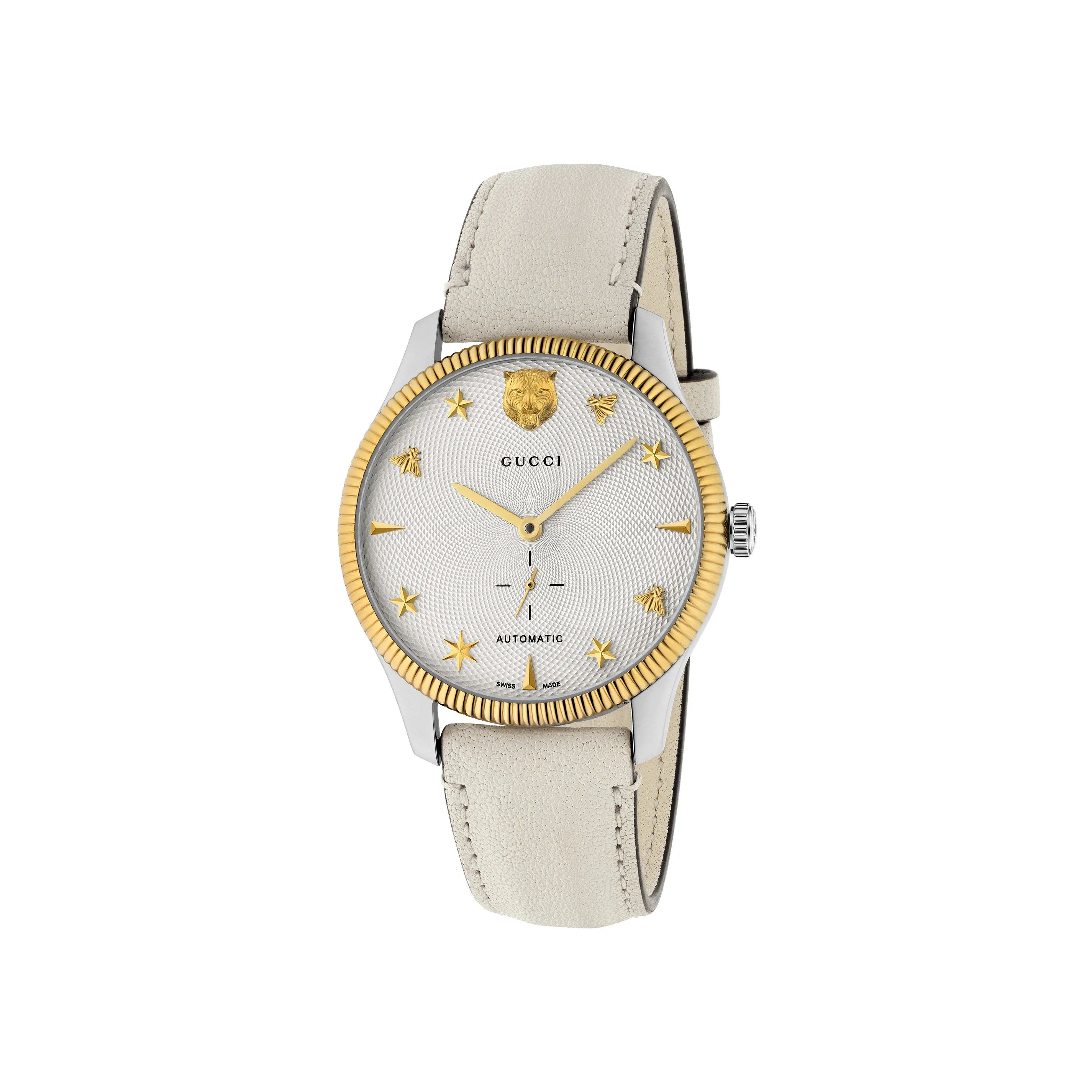 Gucci G-Timeless Automatic White Leather Strap 40mm La Mine d'Or Moncton, NB