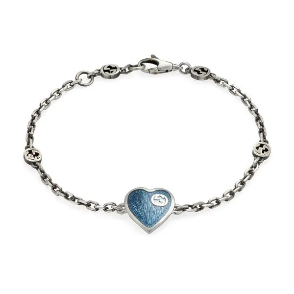 Gucci Interlocking G Blue Enamel Heart Bracelet La Mine d'Or Moncton, NB