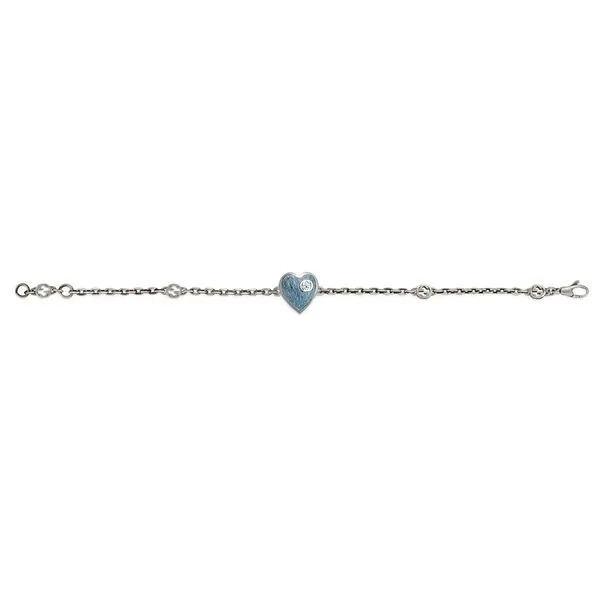 Gucci Interlocking G Blue Enamel Heart Bracelet Image 2 La Mine d'Or Moncton, NB