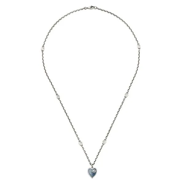 Gucci Interlocking G Blue Enamel Heart Necklace La Mine d'Or Moncton, NB
