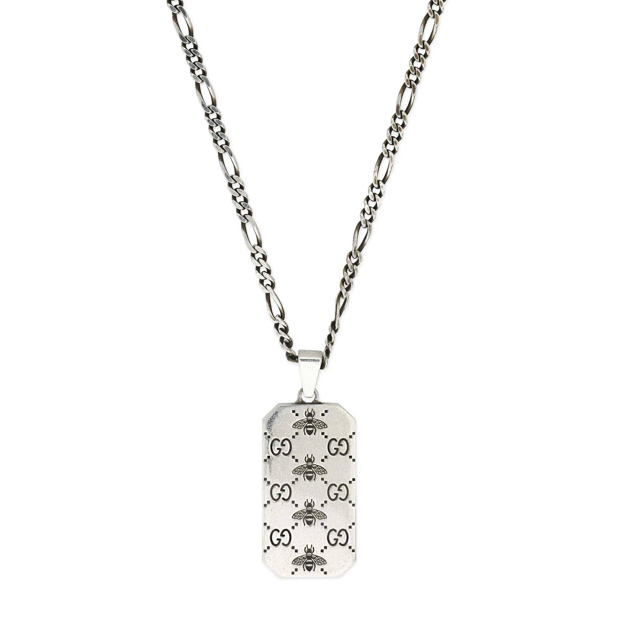Estate Gucci GG & Bee Aged Silver Necklace Image 3 La Mine d'Or Moncton, NB