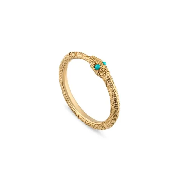 Gucci Ouroboros Snake Ring in 18kt Yellow Gold with Turquosie La Mine d'Or Moncton, NB