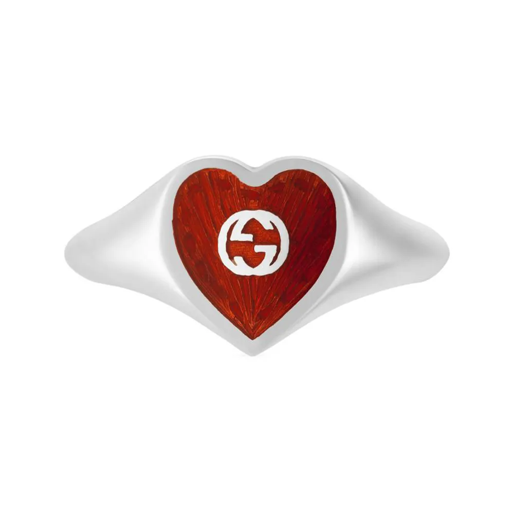 Gucci Heart Ring with Interlocking G Red Enamel La Mine d'Or Moncton, NB
