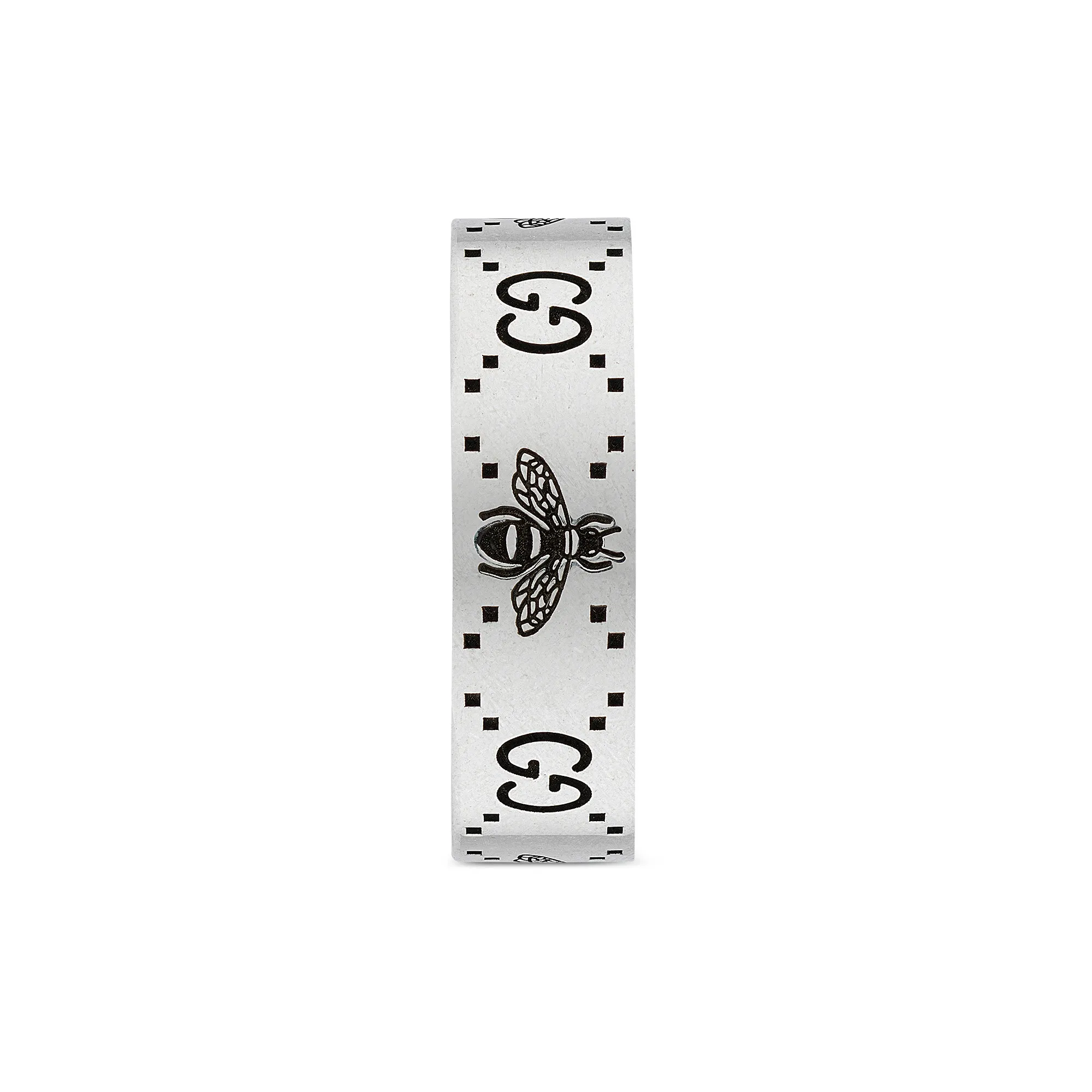 Gucci GG and Bee Engraved Aged Silver Ring Size 7.5 Image 3 La Mine d'Or Moncton, NB