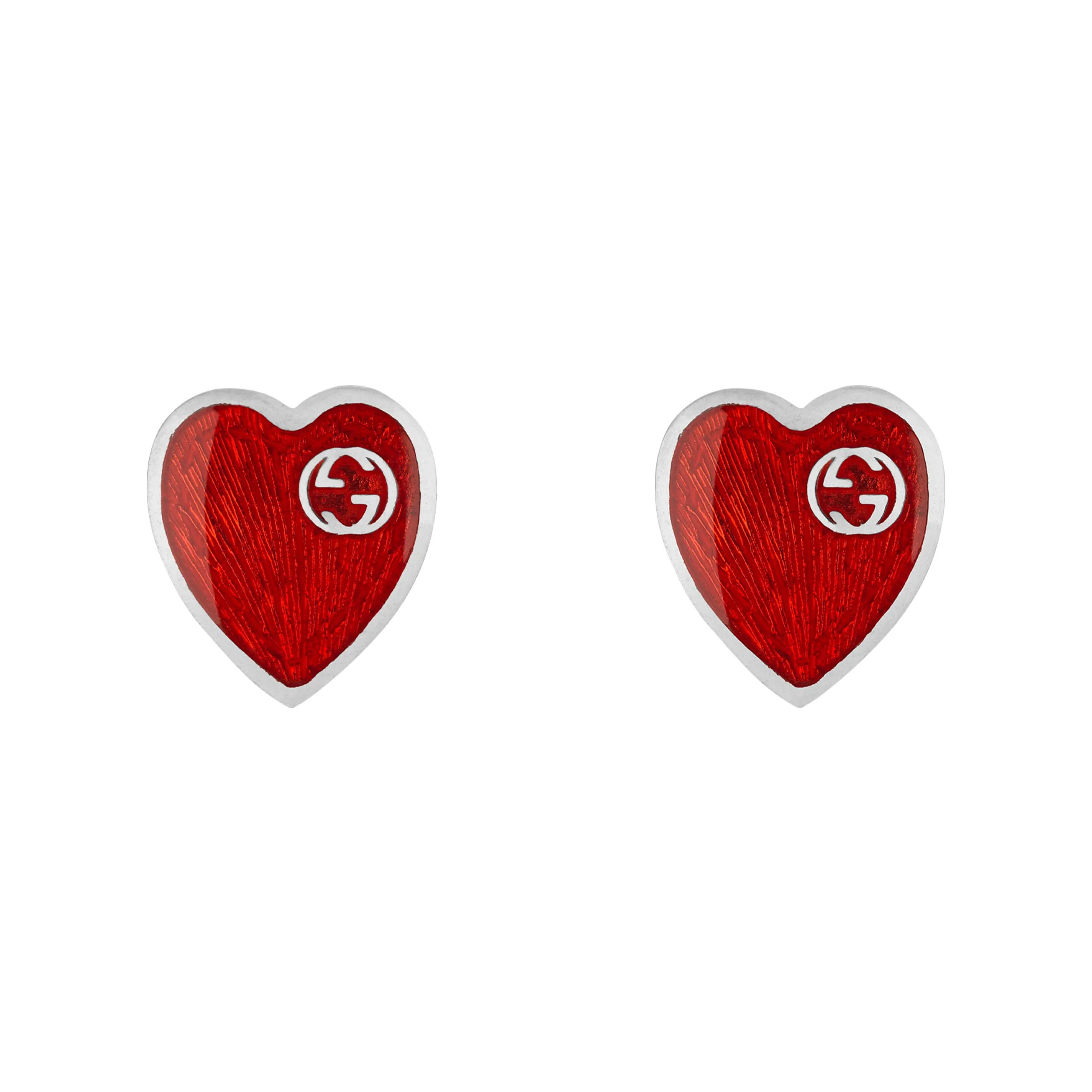 Gucci Interlocking G Red Enamel Heart Earrings La Mine d'Or Moncton, NB