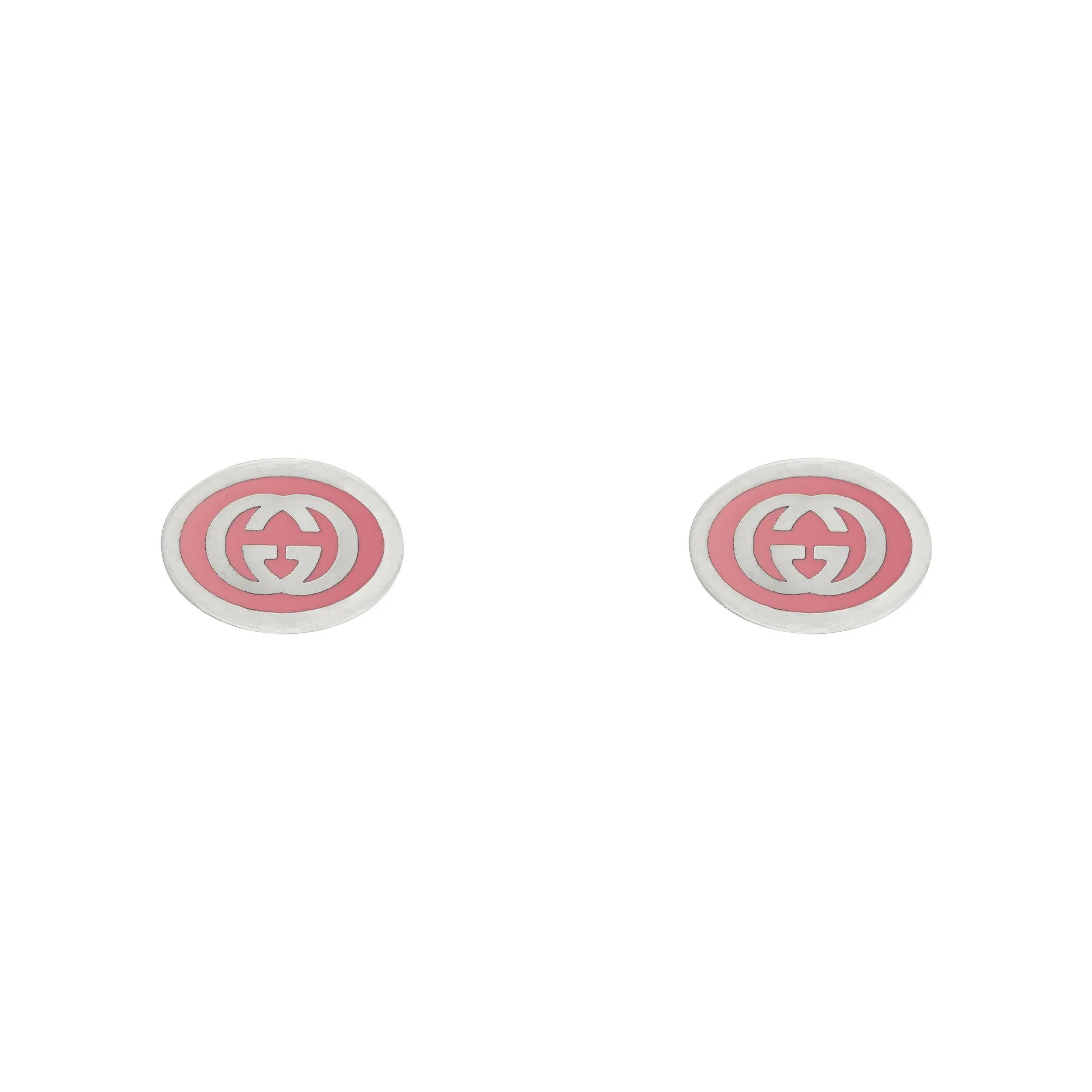 Estate Gucci Interlocking G Pink Enamel Silver Stud Earrings La Mine d'Or Moncton, NB