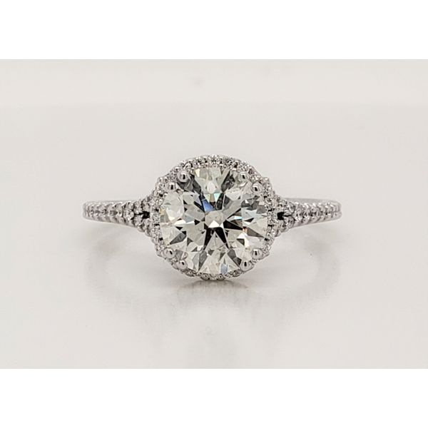 White Gold Halo Split Shank Diamond Engagement Ring Layne's Jewelry Gonzales, LA