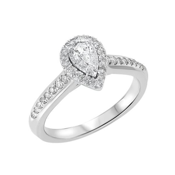 True Reflection Pear Shape Diamond Engagement Ring with halo Layne's Jewelry Gonzales, LA